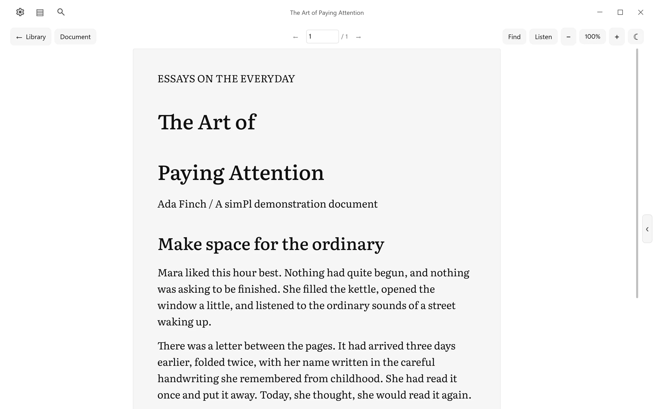 The same PDF reflowed in Book view