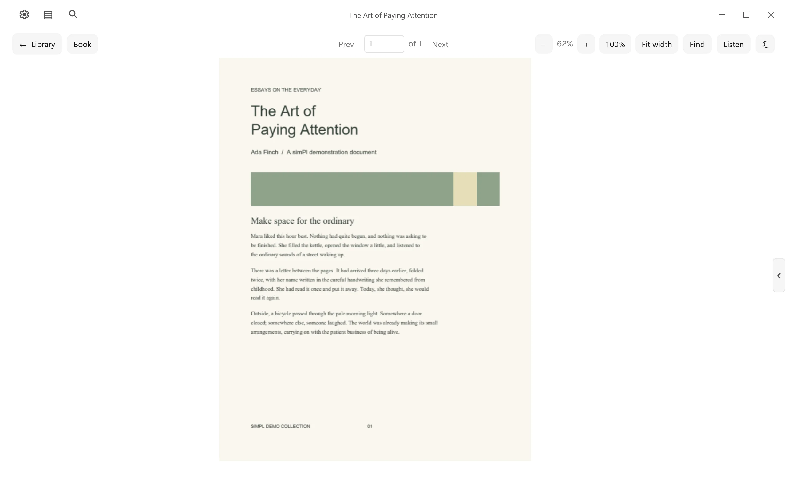 A PDF page shown in Document view with its original layout